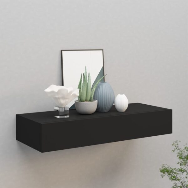 HomeDiscount-Wall-mounted Drawer Shelf Black 60x23.5x10cm MDF