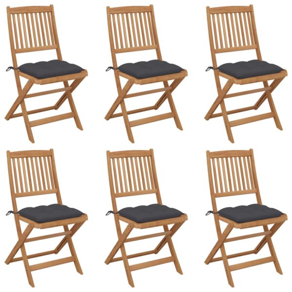 HomeDiscount-Folding Garden Chairs 6 pcs with Cushions Solid Acacia Wood