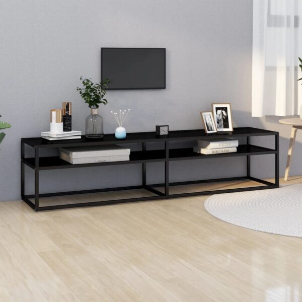 HomeDiscount-TV Cabinet Black 180x40x40.5 cm Tempered Glass