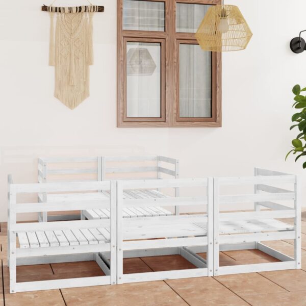 HomeDiscount-6 Piece Garden Lounge Set White Solid Pinewood