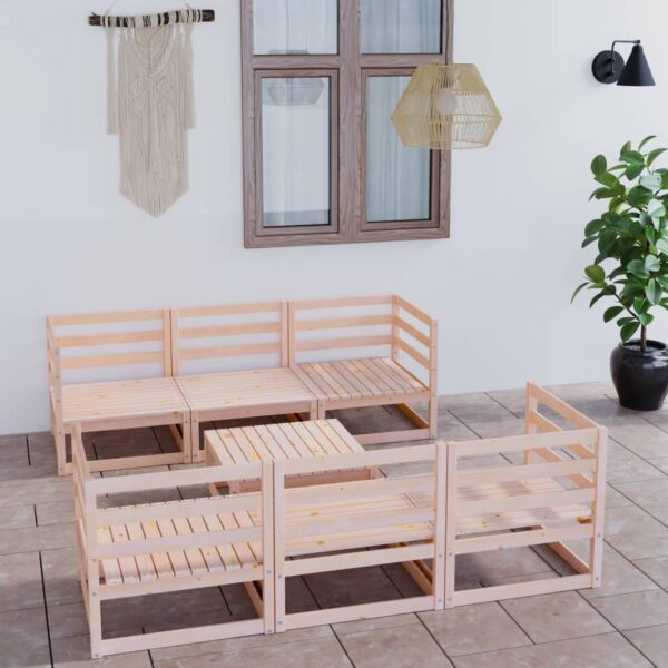 HomeDiscount-7 Piece Garden Lounge Set Solid Pinewood