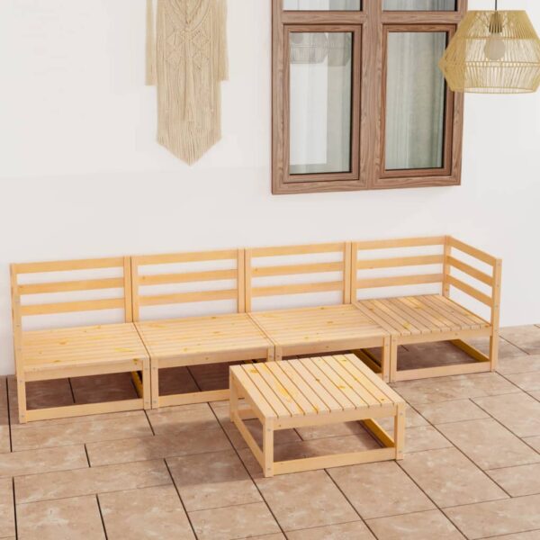 HomeDiscount-5 Piece Garden Lounge Set Solid Pinewood