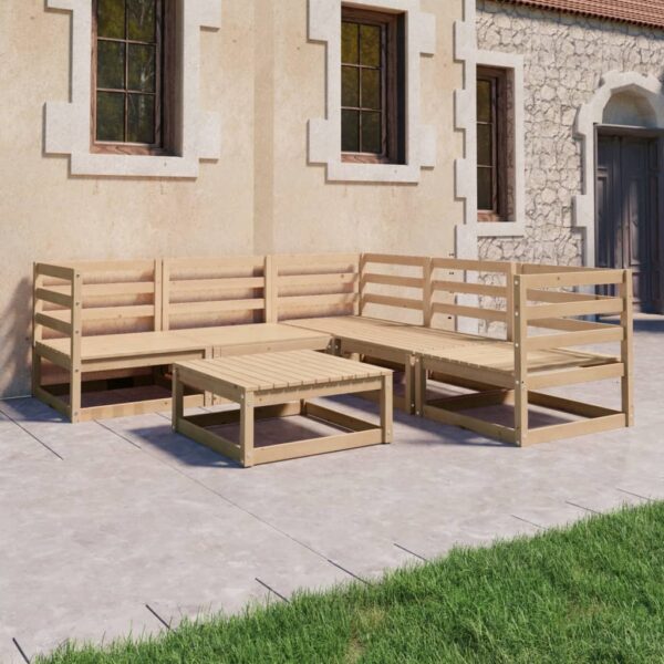 HomeDiscount-6 Piece Garden Lounge Set Solid Pinewood