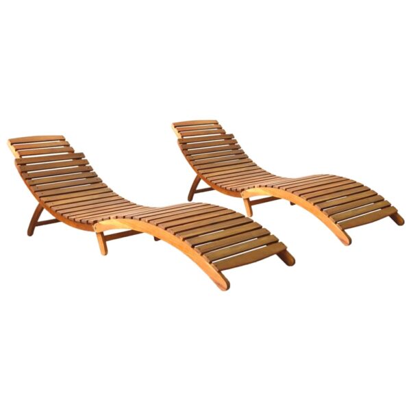 HomeDiscount-Sun Loungers 2 pcs Solid Wood Acacia