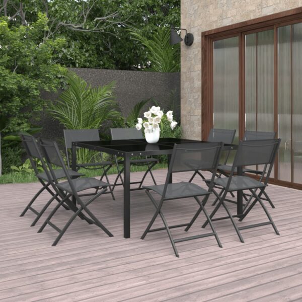 HomeDiscount-9 Piece Outdoor Dining Set Steel