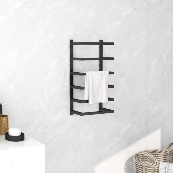 HomeDiscount-Towel Rack Black 24x12x48 cm Steel