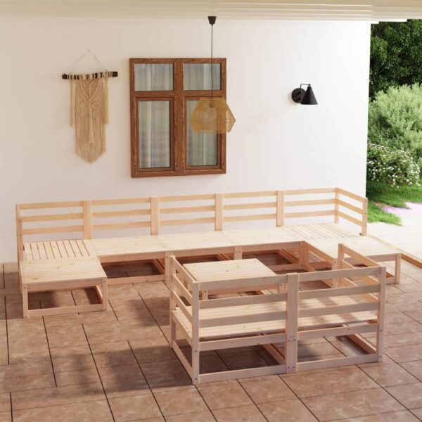 HomeDiscount-10 Piece Garden Lounge Set Solid Pinewood