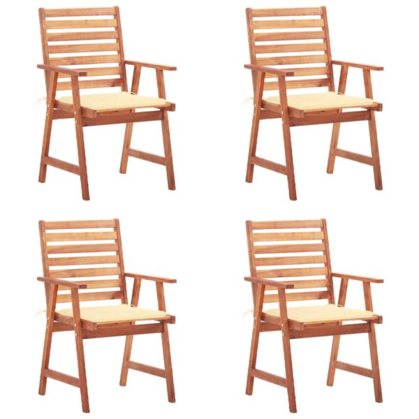 HomeDiscount-Outdoor Dining Chairs 4 pcs with Cushions Solid Acacia Wood