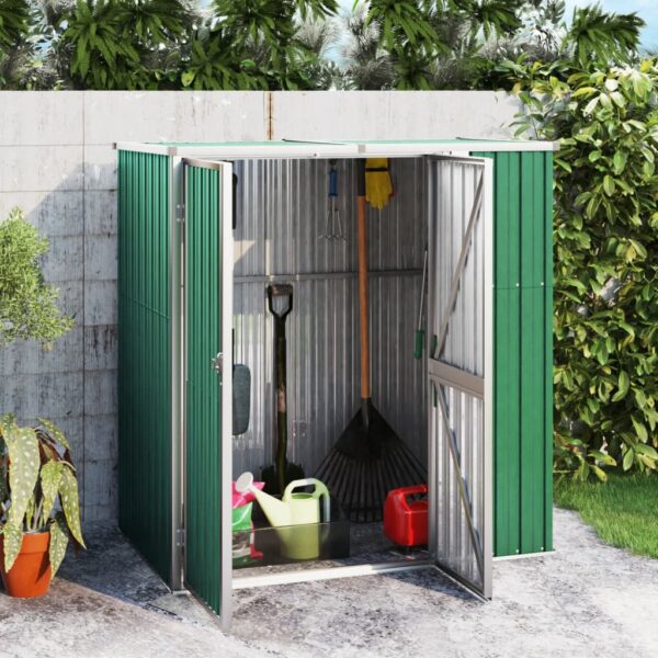 HomeDiscount-Garden Tool Shed Green 161x89x161 cm Galvanised Steel