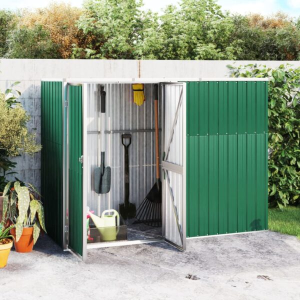 HomeDiscount-Garden Tool Shed Green 225x89x161 cm Galvanised Steel