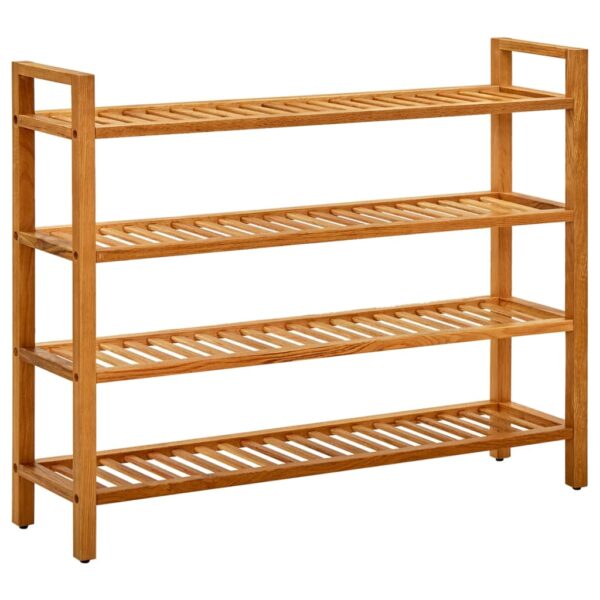 HomeDiscount-Shoe Rack with 4 Shelves 100x27x80 cm Solid Oak Wood