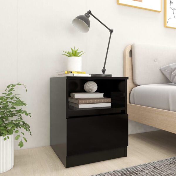 HomeDiscount-Bed Cabinets 2 pcs Black 40x40x50 cm Engineered Wood