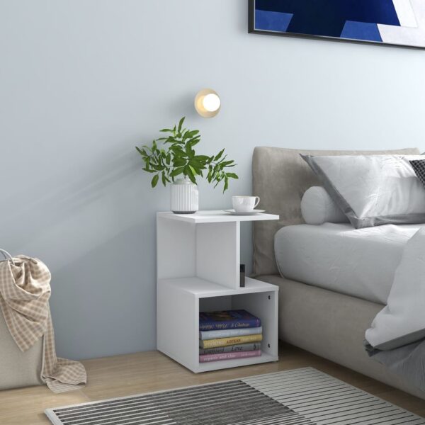 HomeDiscount-Bedside Cabinet White 35x35x55 cm Engineered Wood