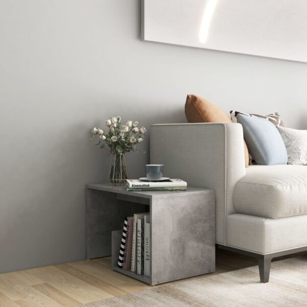 HomeDiscount-Side Table Concrete Grey 59x36x38 cm Engineered Wood