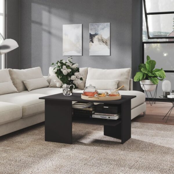 HomeDiscount-Coffee Table Grey 90x60x46.5 cm Engineered Wood