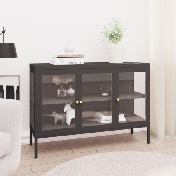 HomeDiscount-Sideboard Anthracite 105x35x70 cm Steel and Glass