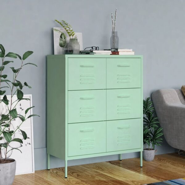 HomeDiscount-Drawer Cabinet Mint 80x35x101.5 cm Steel