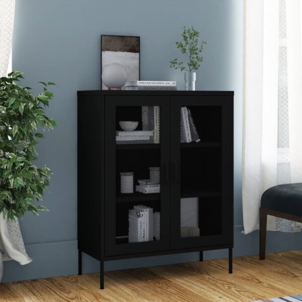 HomeDiscount-Storage Cabinet Black 80x35x101.5 cm Steel