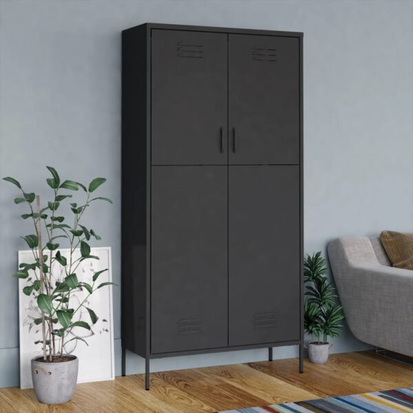 HomeDiscount-Wardrobe Anthracite 90x50x180 cm Steel