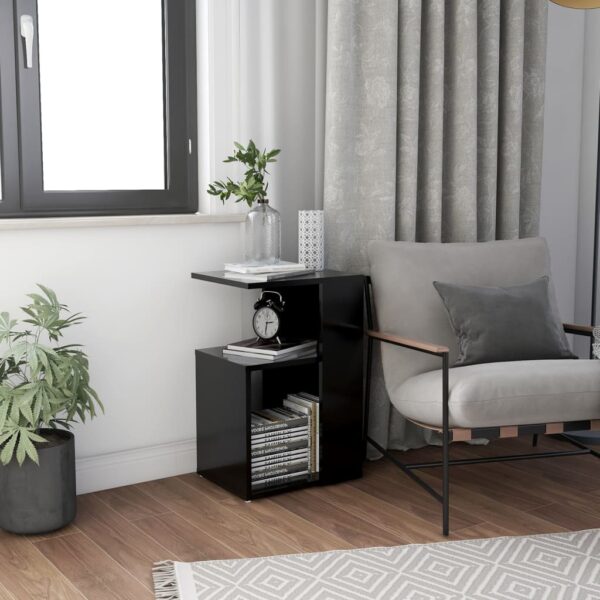 HomeDiscount-Side Table Black 36x30x56 cm Engineered Wood