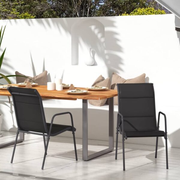 HomeDiscount-Garden Chairs 2 pcs Steel and Textilene Black