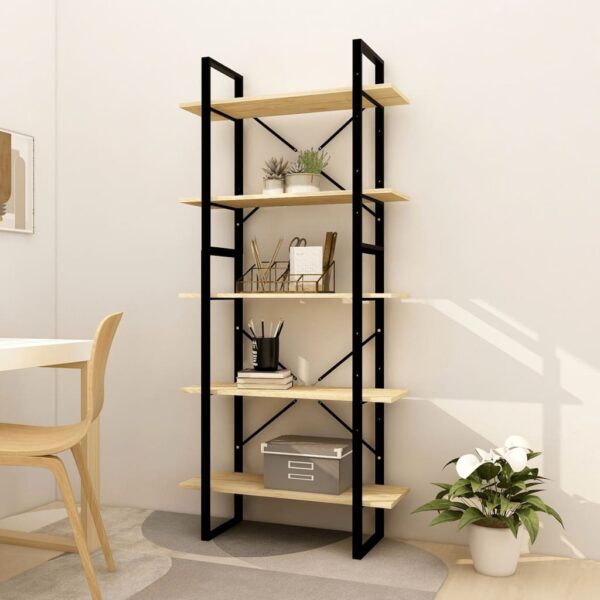 HomeDiscount-5-Tier Book Cabinet 80x30x175 cm Pinewood