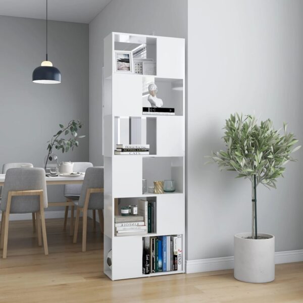 HomeDiscount-Book Cabinet Room Divider High Gloss White 60x24x186 cm