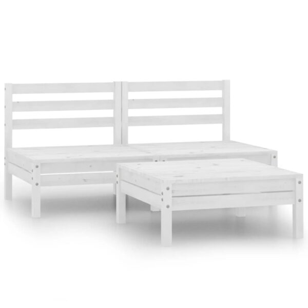 HomeDiscount-3 Piece Garden Lounge Set Solid Pinewood White