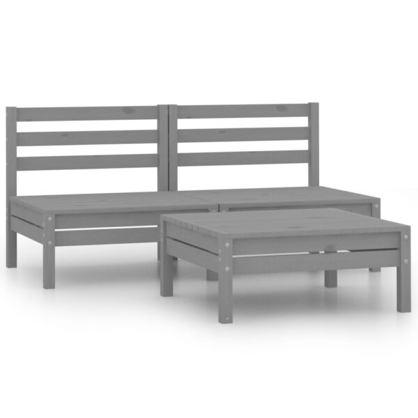 HomeDiscount-3 Piece Garden Lounge Set Solid Pinewood Grey