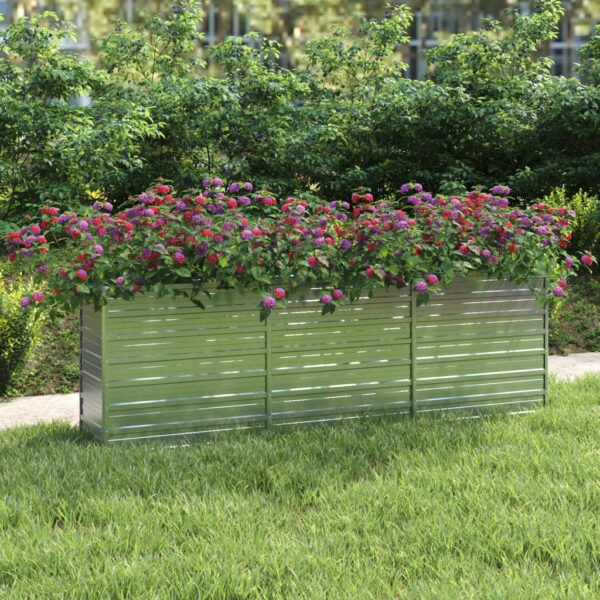 HomeDiscount-Garden Raised Bed 240x40x77 cm Galvanized Steel Silver