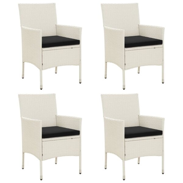 HomeDiscount-Garden Chairs with Cushions 4 pcs Poly Rattan White