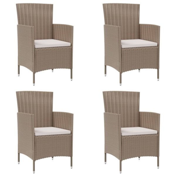 HomeDiscount-Garden Chairs with Cushions 4 pcs Poly Rattan Beige