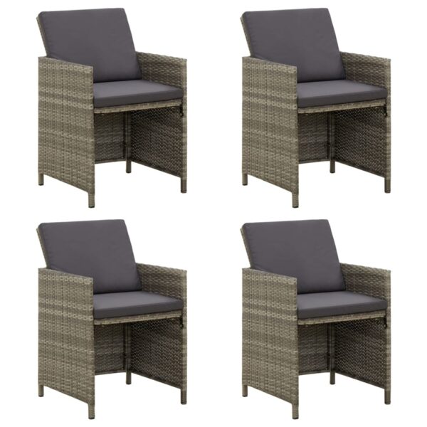 HomeDiscount-Garden Chairs with Cushions 4 pcs Poly Rattan Grey