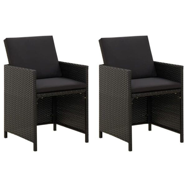 HomeDiscount-Garden Chairs with Cushions 2 pcs Poly Rattan Black