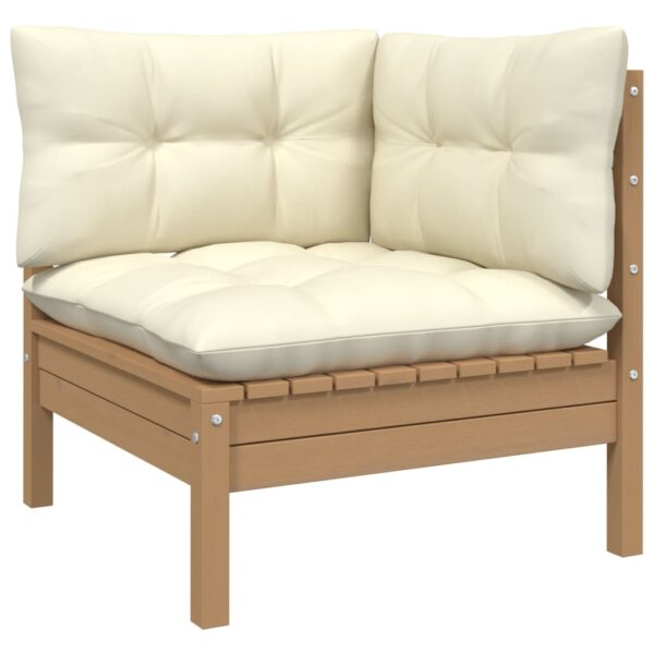 HomeDiscount-Garden Corner Sofa with Cushions Honey Brown Solid Pinewood