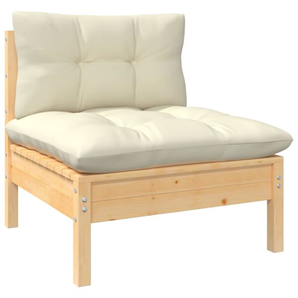 HomeDiscount-Garden Middle Sofa with Cream Cushions Solid Pinewood