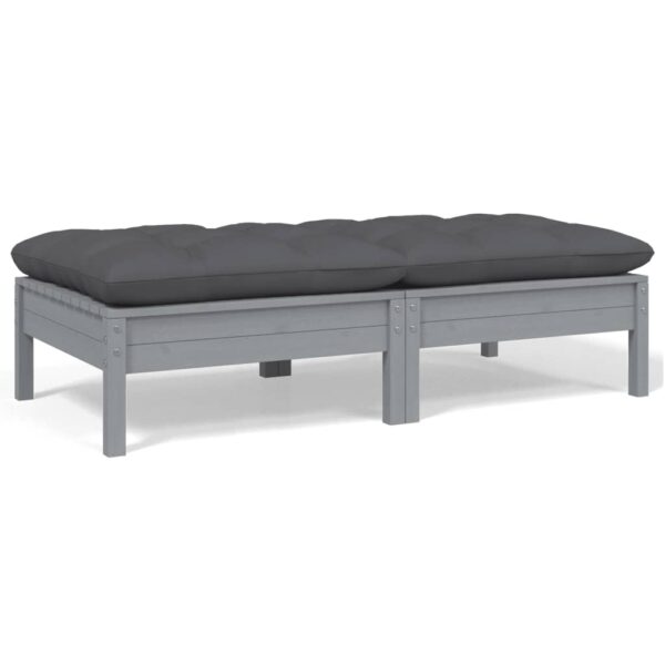 HomeDiscount-2-Seater Garden Sofa with Cushions Grey Solid Pinewood