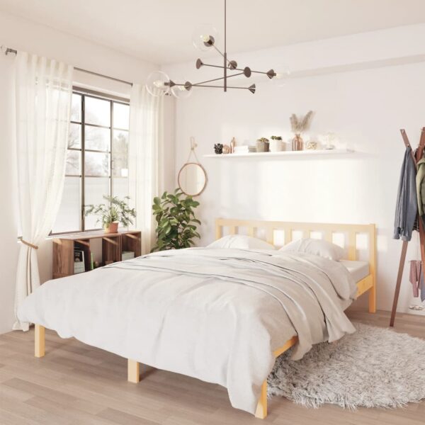 HomeDiscount-Bed Frame without Mattress Solid Wood 135x190 cm