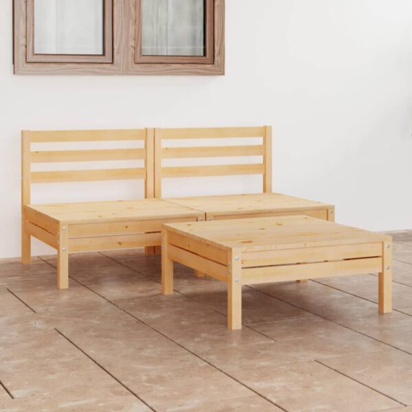 HomeDiscount-3 Piece Garden Lounge Set Solid Wood Pine