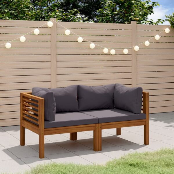 HomeDiscount-2-Seater Garden Sofa with Cushion Solid Wood Acacia