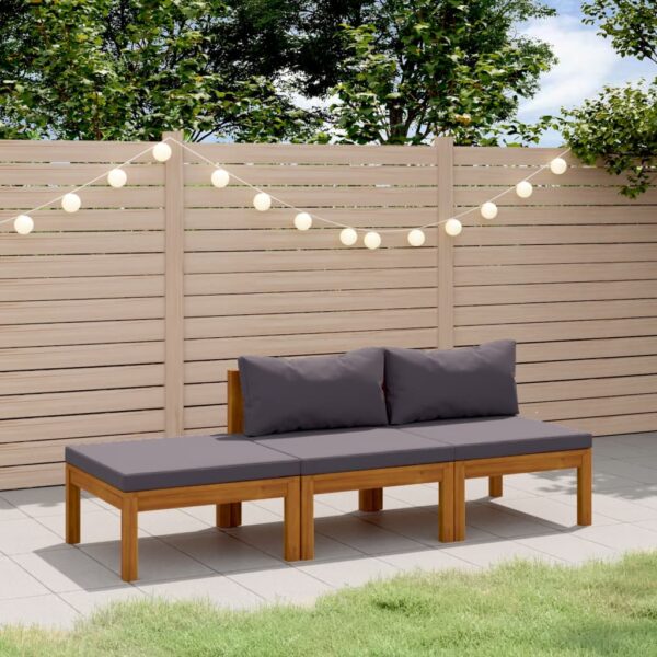 HomeDiscount-3 Piece Garden Lounge Set with Cushion Solid Acacia Wood