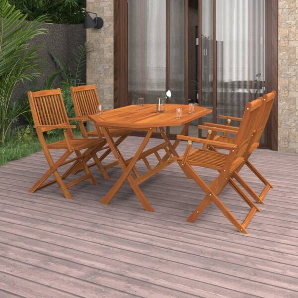 HomeDiscount-5 Piece Garden Dining Set Solid Acacia Wood