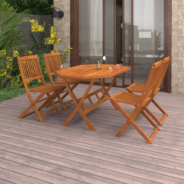 HomeDiscount-5 Piece Garden Dining Set Solid Acacia Wood