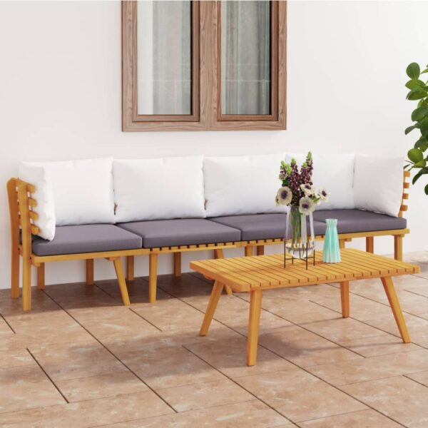 HomeDiscount-4 Piece Garden Lounge Set with Cushions Solid Acacia Wood