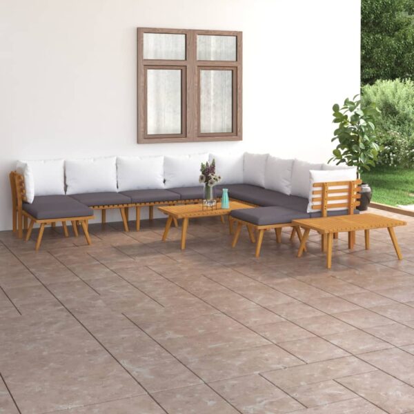 HomeDiscount-12 Piece Garden Lounge Set with Cushions Solid Wood Acacia