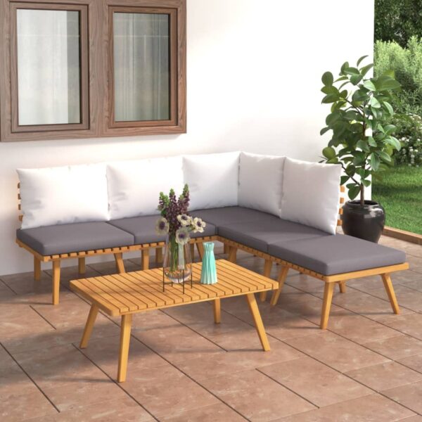 HomeDiscount-6 Piece Garden Lounge Set with Cushions Solid Wood Acacia