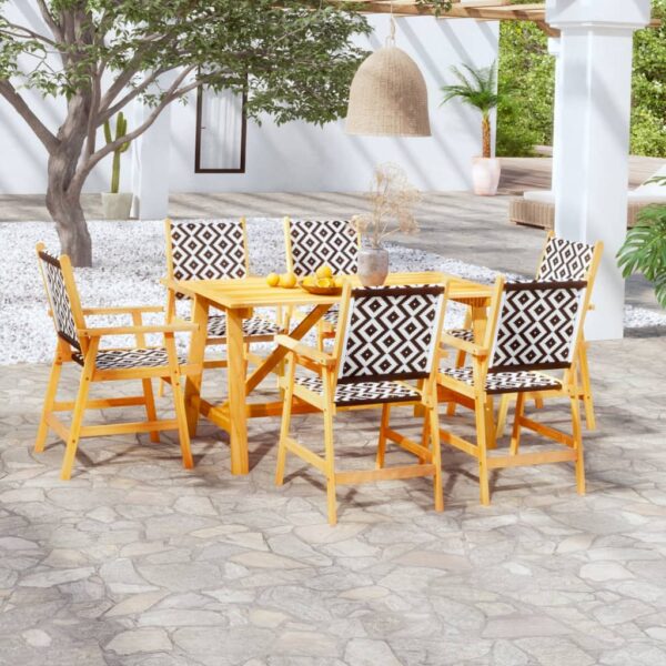 HomeDiscount-7 Piece Garden Dining Set Solid Wood Acacia