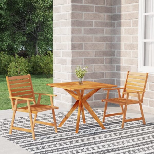 HomeDiscount-3 Piece Garden Dining Set Solid Wood Acacia