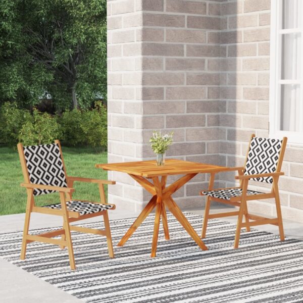 HomeDiscount-3 Piece Garden Dining Set Solid Wood Acacia