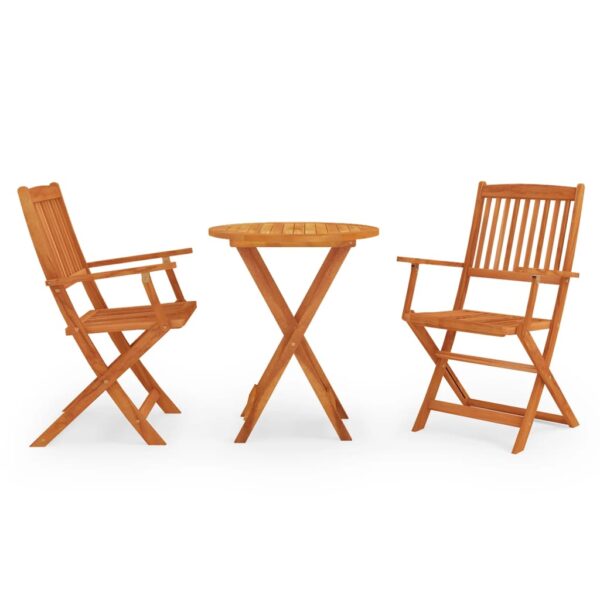 HomeDiscount-3 Piece Folding Outdoor Dining Set Solid Eucalyptus Wood